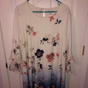 White Loose fit dress with Ruffle Sleeves